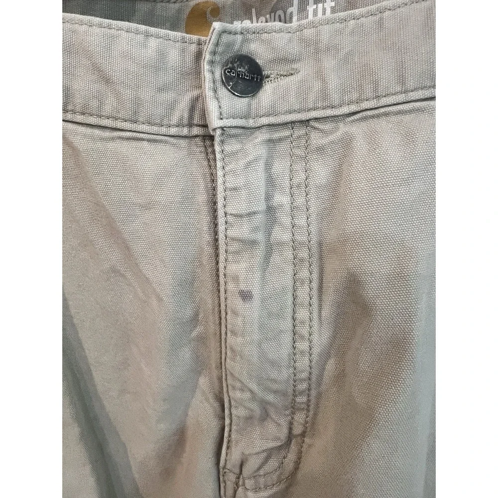 Carhartt Relaxed Fit Canvas Workwear Pants Beige 40W 30L Straight Flat Front